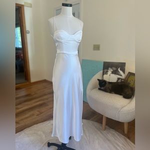White Satin Midi Dress